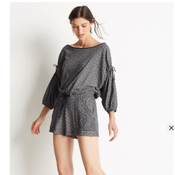 Grey State Rochelle Romper - Navy and White Tile Print - M - Picture 1 of 8